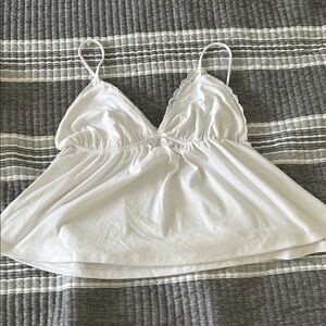 Elegant White Lace Trimmed Women's Top